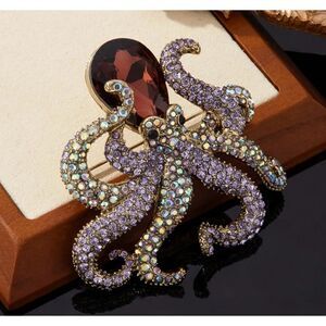🐙 HEIDI DAUS Stunning new large crystal octopus brooch 🐙